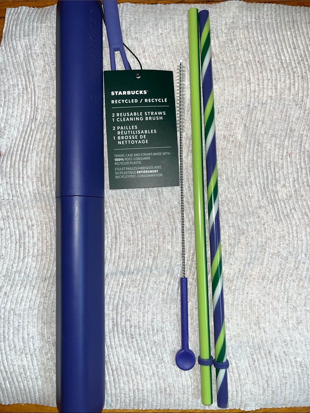 Starbucks Reusable Straw Set in Navy, Lime & White